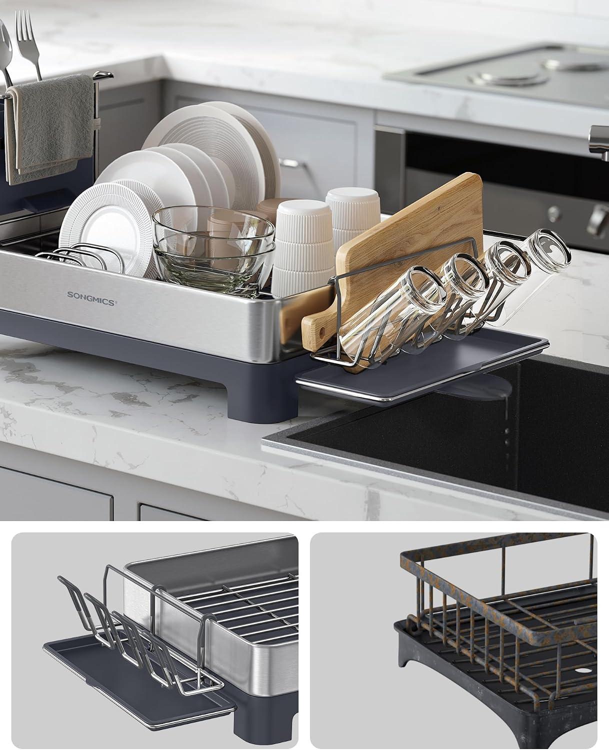Secaplatos Songmics Acero Inoxidable Con Bandeja 57 Cm