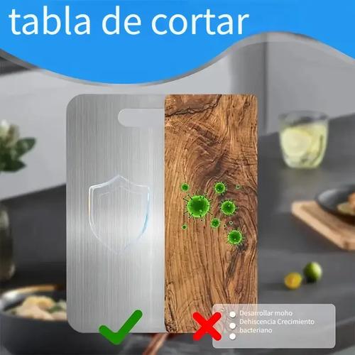 Tabla De Cortar Doble Cara Acero Inoxidable 36x25 Cocina Lisa