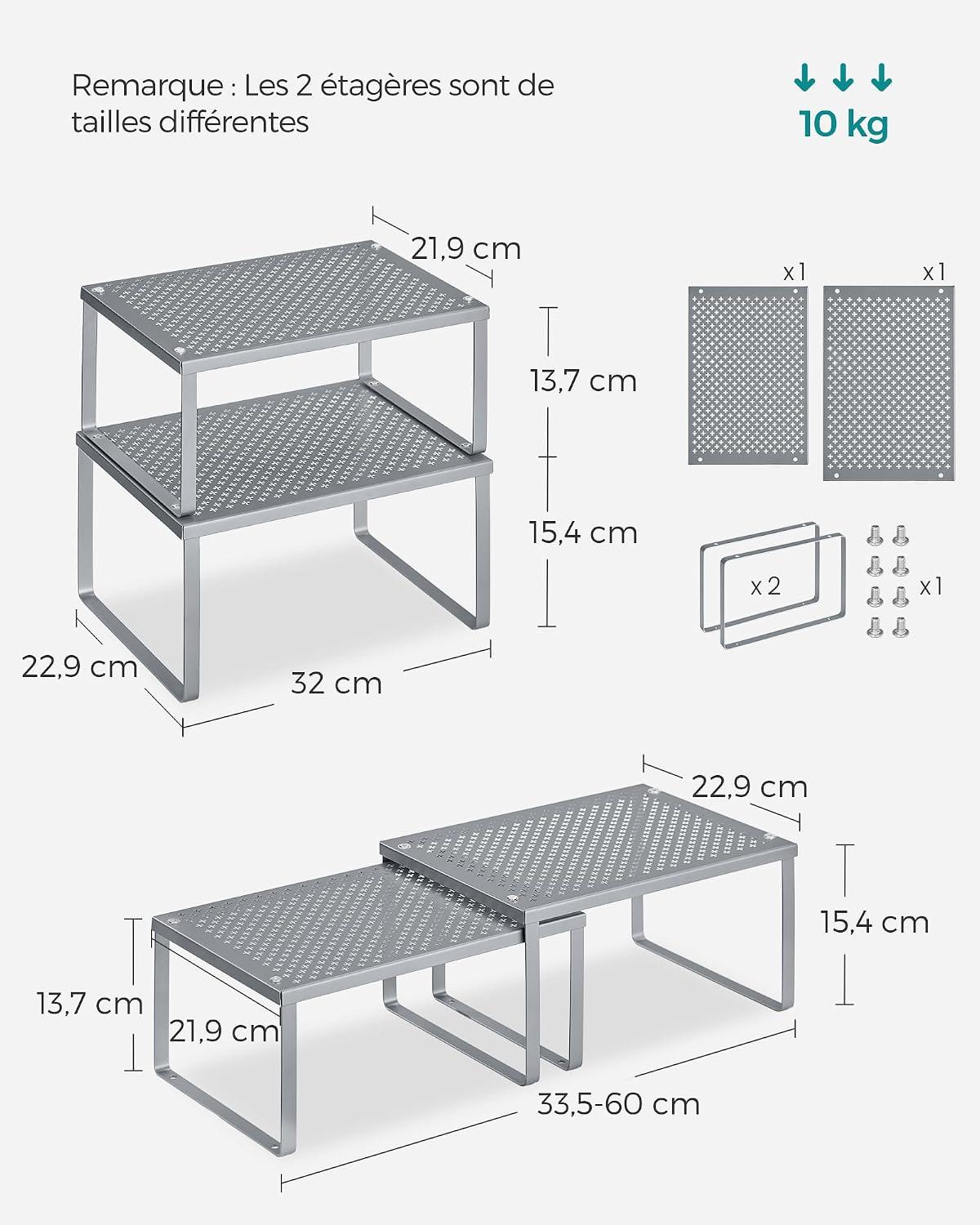 Set 2 Organizadores De Especias Songmics Apilables Metal