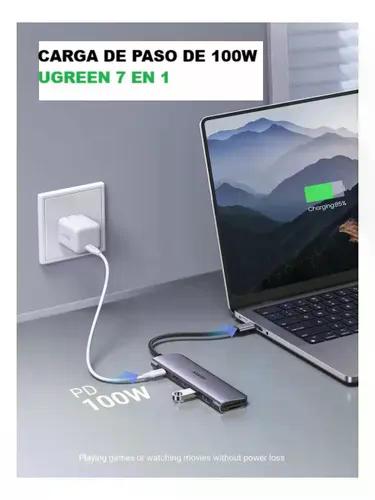 Hub Adaptador Ugreen 7 En 1 Dock 4k Hdmi 5gb Para Usb C Y 2 Usb-a, Lector Tarjetas Sd Y Micro Sd Plateado