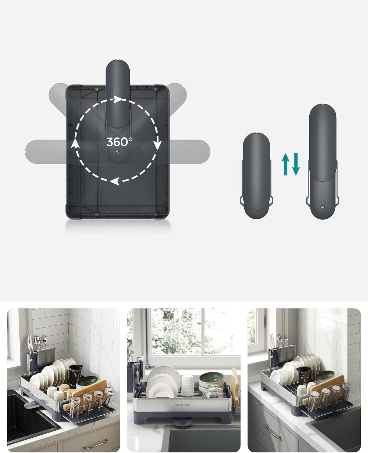 Secaplatos Songmics Acero Inoxidable Con Bandeja 57 Cm