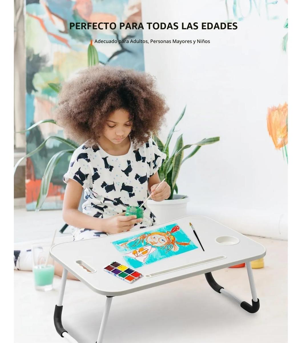 Mesa Notebook Plegable Cama Sofá Con Portavaso Blanco