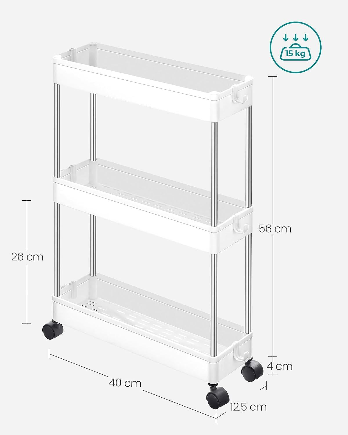 Carro Multiuso Angosto Songmics Con Ruedas 3 Niveles 14,4 Cm