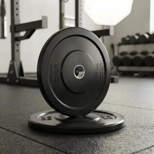 Par Discos Olímpicos Bumper 15 Lb (30 Lb Total) Negro