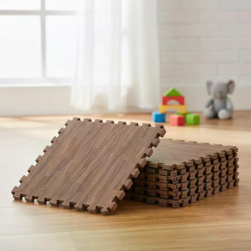 Pack X4 Piso Alfombra Tatami Eva Tipo Madera 60x60x1cm