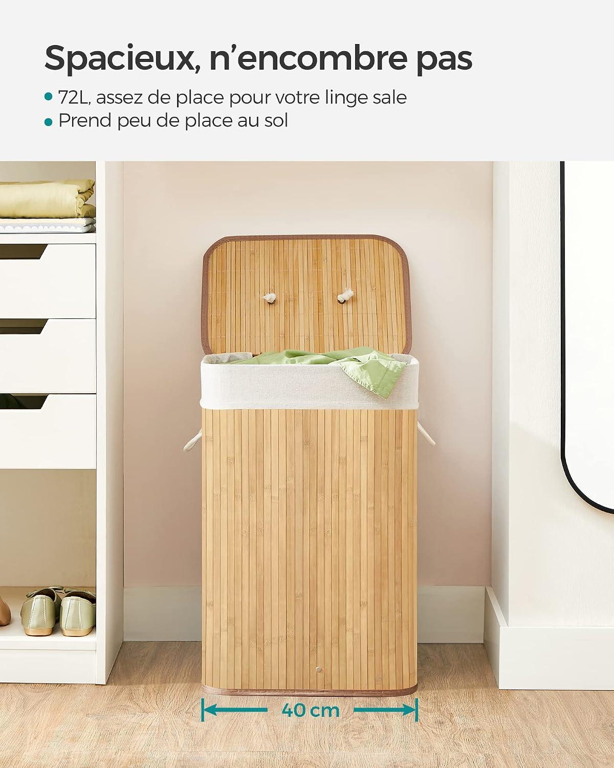 Canasto Ropa Songmics 72L Plegable Con Bolsa Lavable