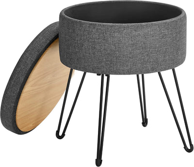Taburete Puff Songmics Con Almacenaje 51 L Gris Oscuro
