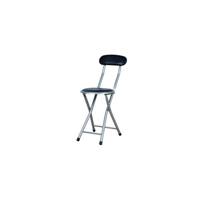 Silla Plegable Portátil Con Respaldo Acolchada Metal Negro Gris MobeDeko