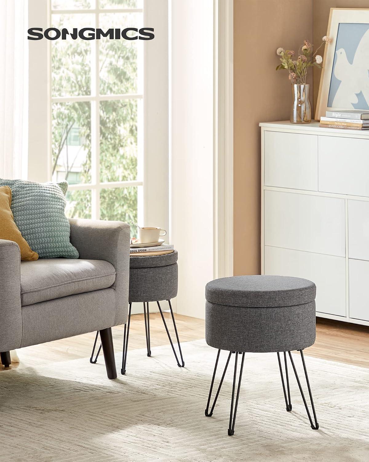 Taburete Puff Songmics Con Almacenaje 51 L Gris Oscuro