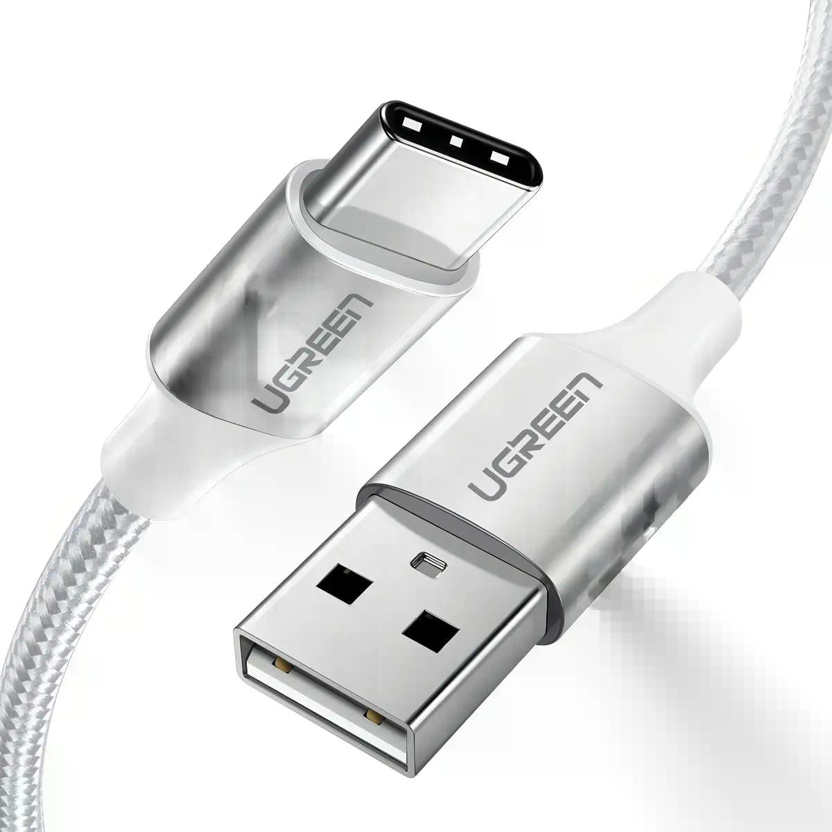 Cable Usb-a 2.0 A Usb-c Ugreen Niquelado Trenzado 1m Blanco