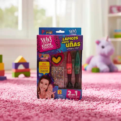 Set Juego Lapices Pinta Uñas Niñas Brocha Y Lapiz