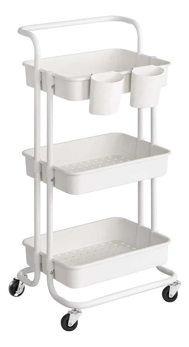 Set Cocina Gabinete Organizador Slim + Carro 3 Niveles Blanc Blanco