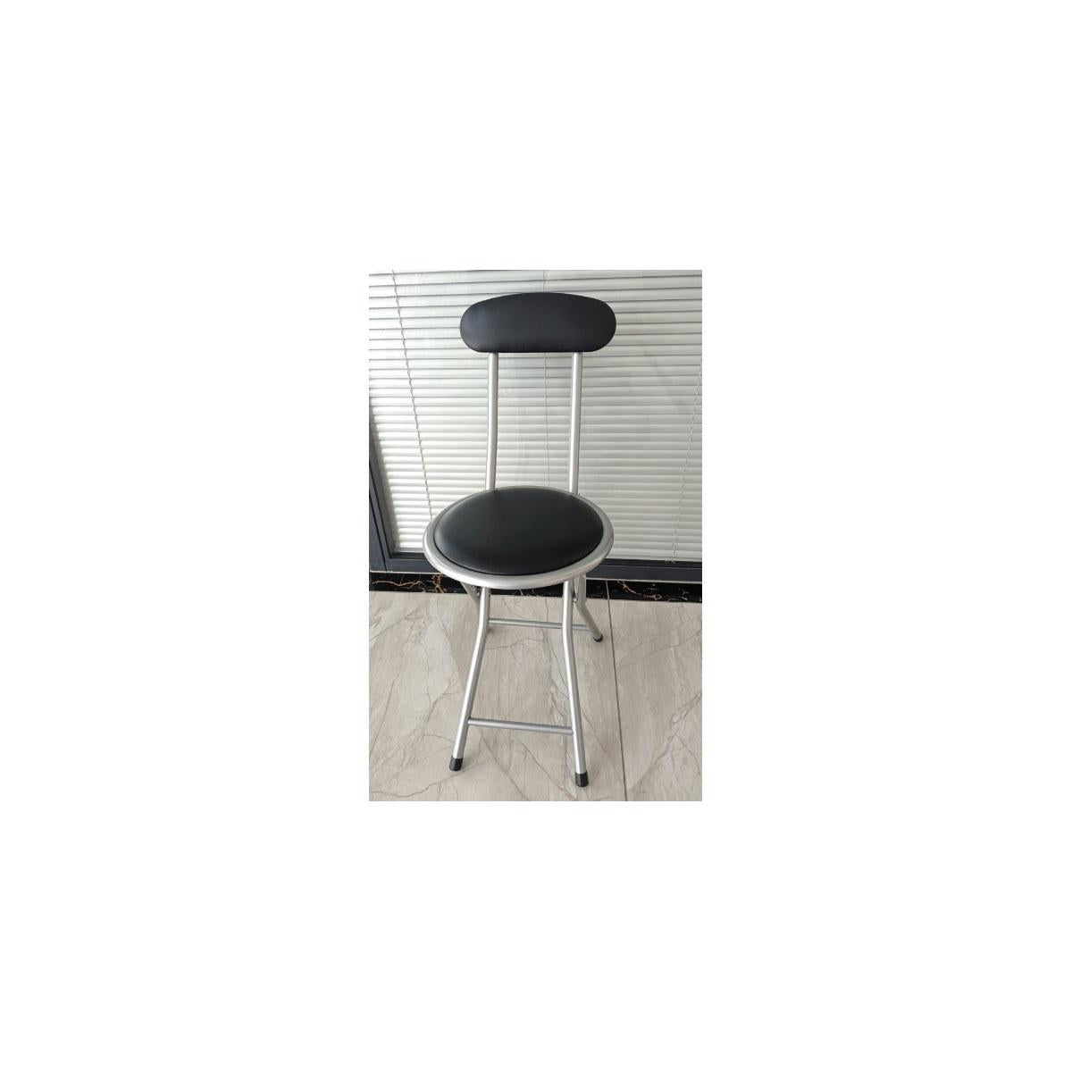 Silla Plegable Portátil Con Respaldo Acolchada Metal Negro Gris MobeDeko