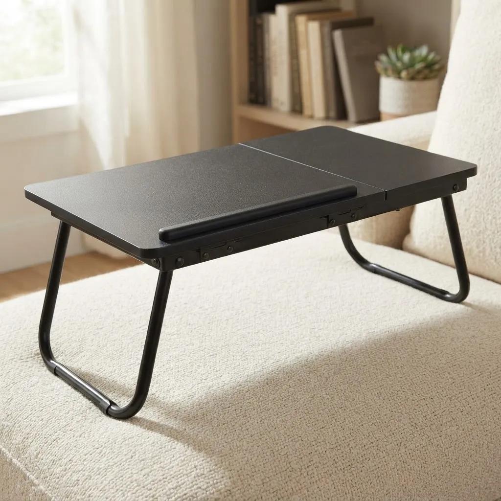 Mesa Plegable Elevable Notebook Para Cama O Sofá Negro