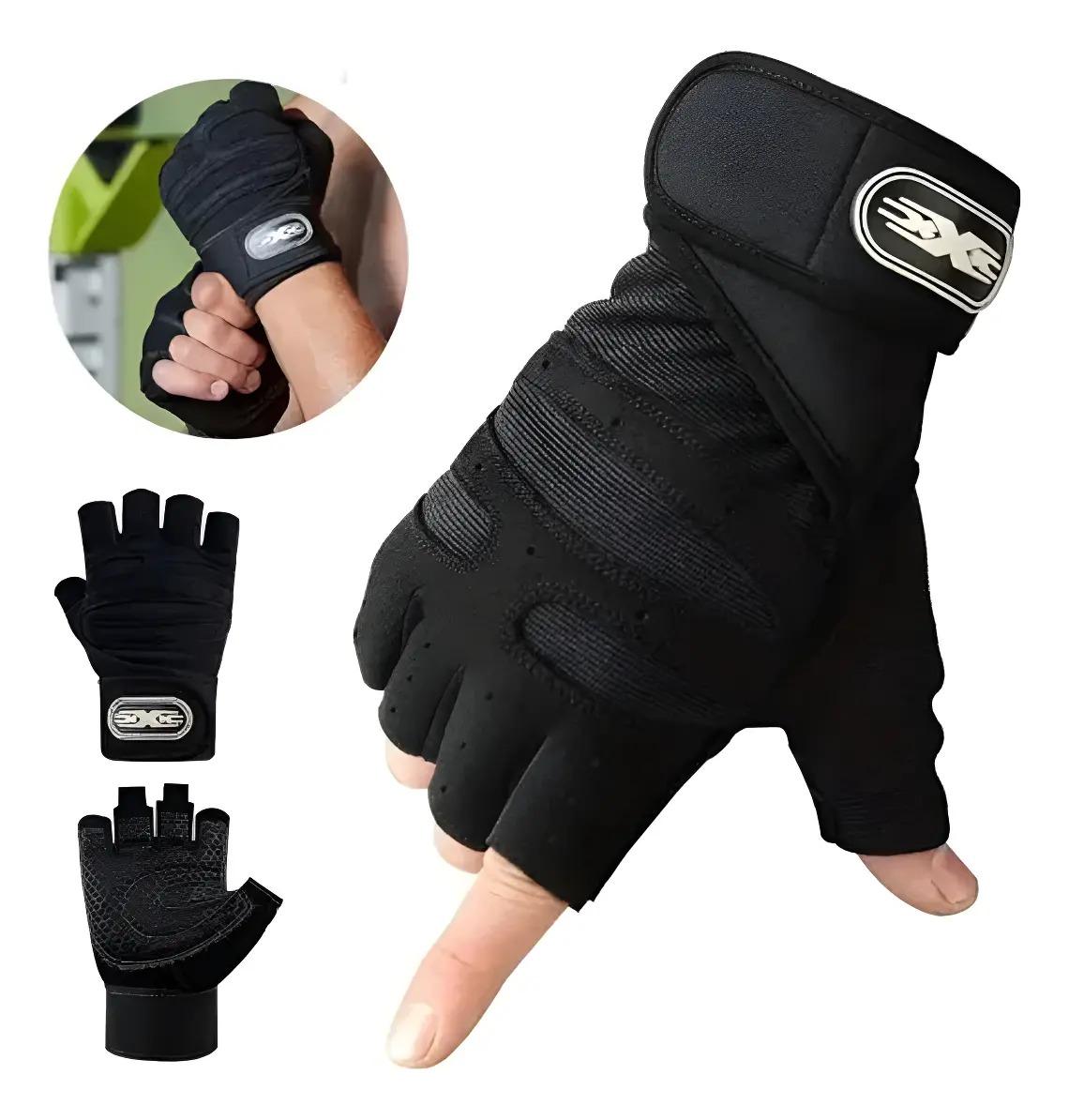 Kit Gym Inicial Guantes + Bandas Elásticas + Toalla Microfib Negro Xl