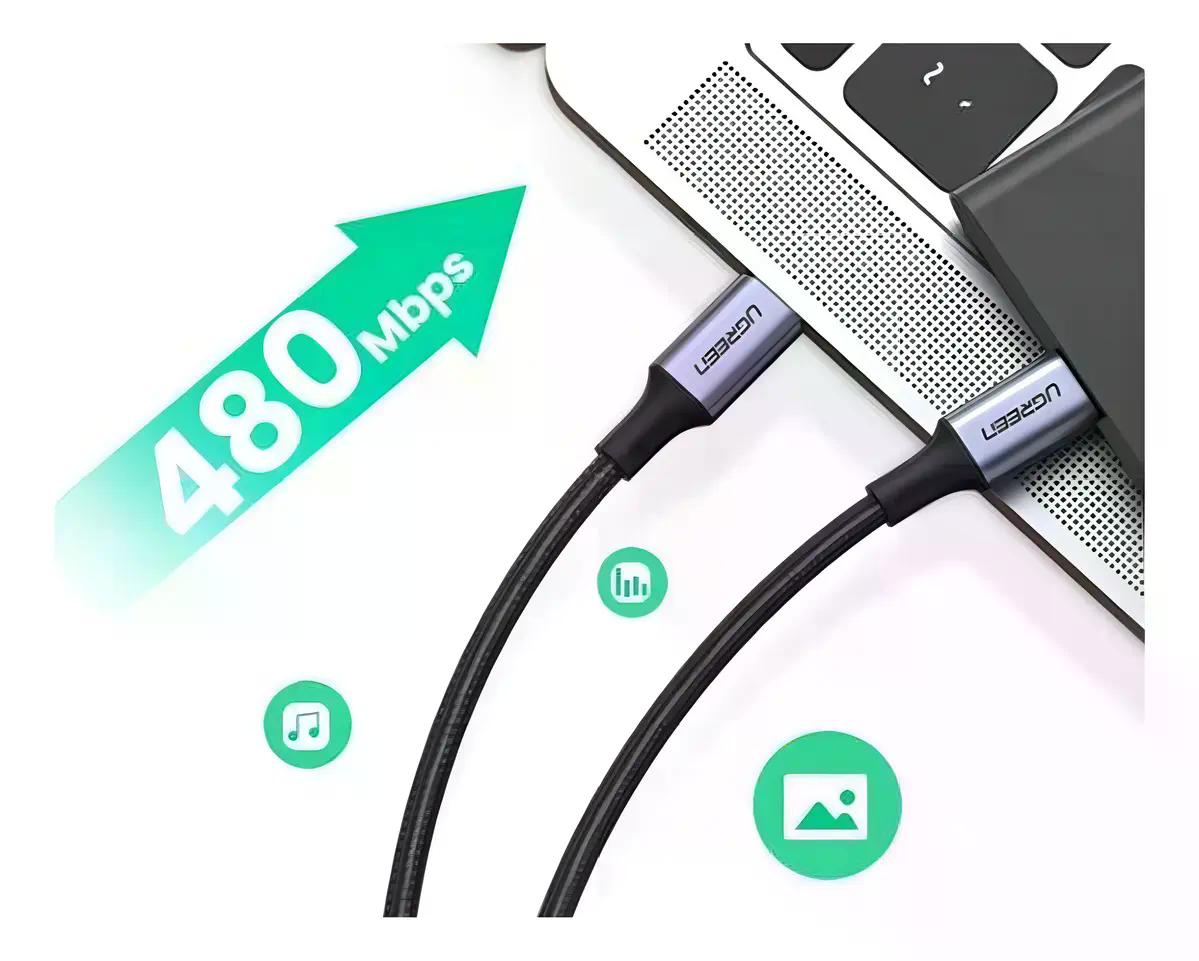 Cable Ugreen Carga Rapida Entrada Usb Tipo C 100w 1 Metro Negro