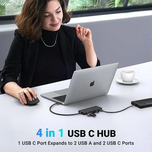 Adaptador Hub Usb C Ugreen Cm806 4 Puertos 10gbps Usb 3.2 Negro