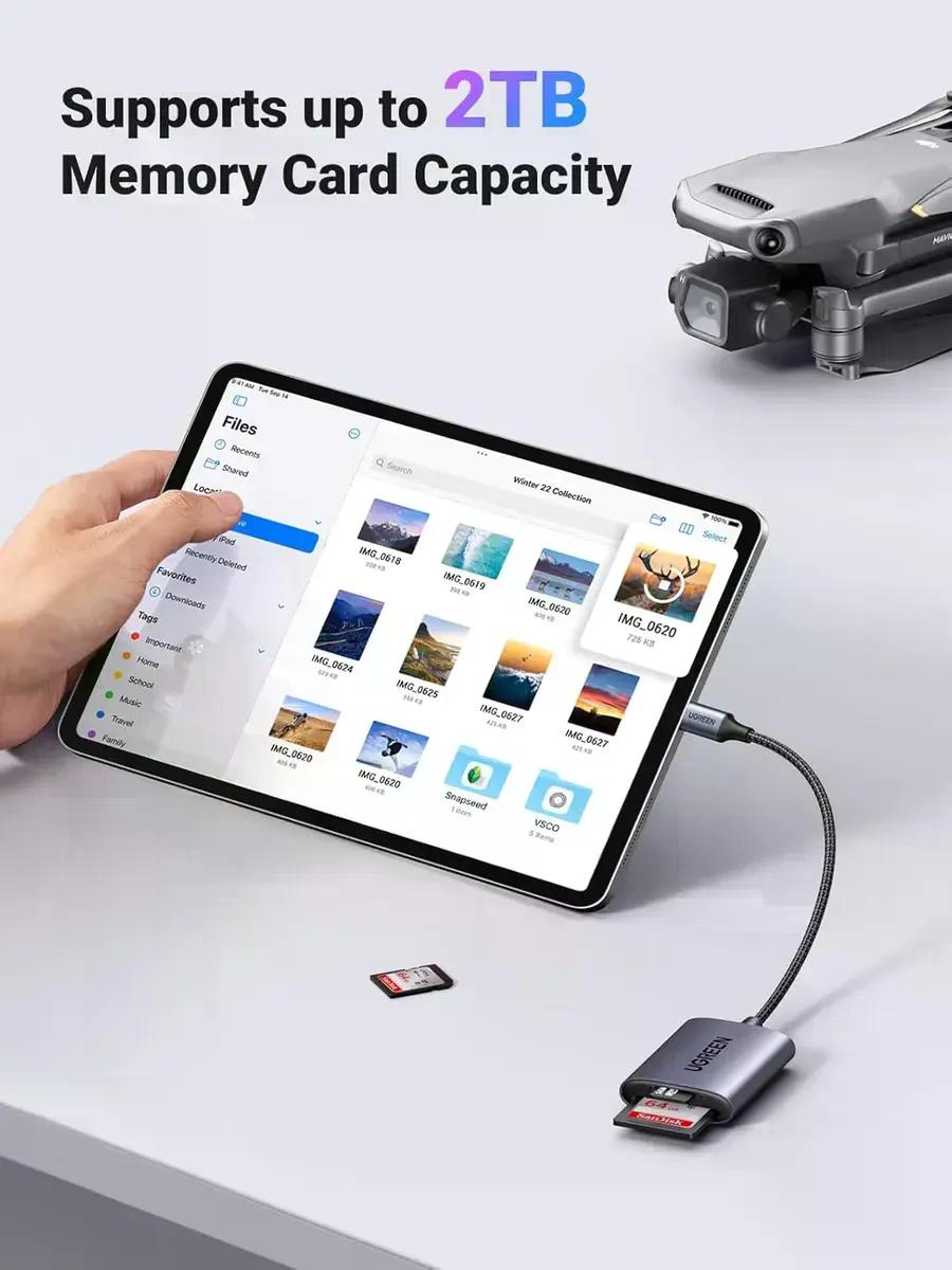 Lector De Tarjetas Ugreen Cm265 Usb-c 3.0 Sd Microsd Tf 5gbp Gris Oscuro