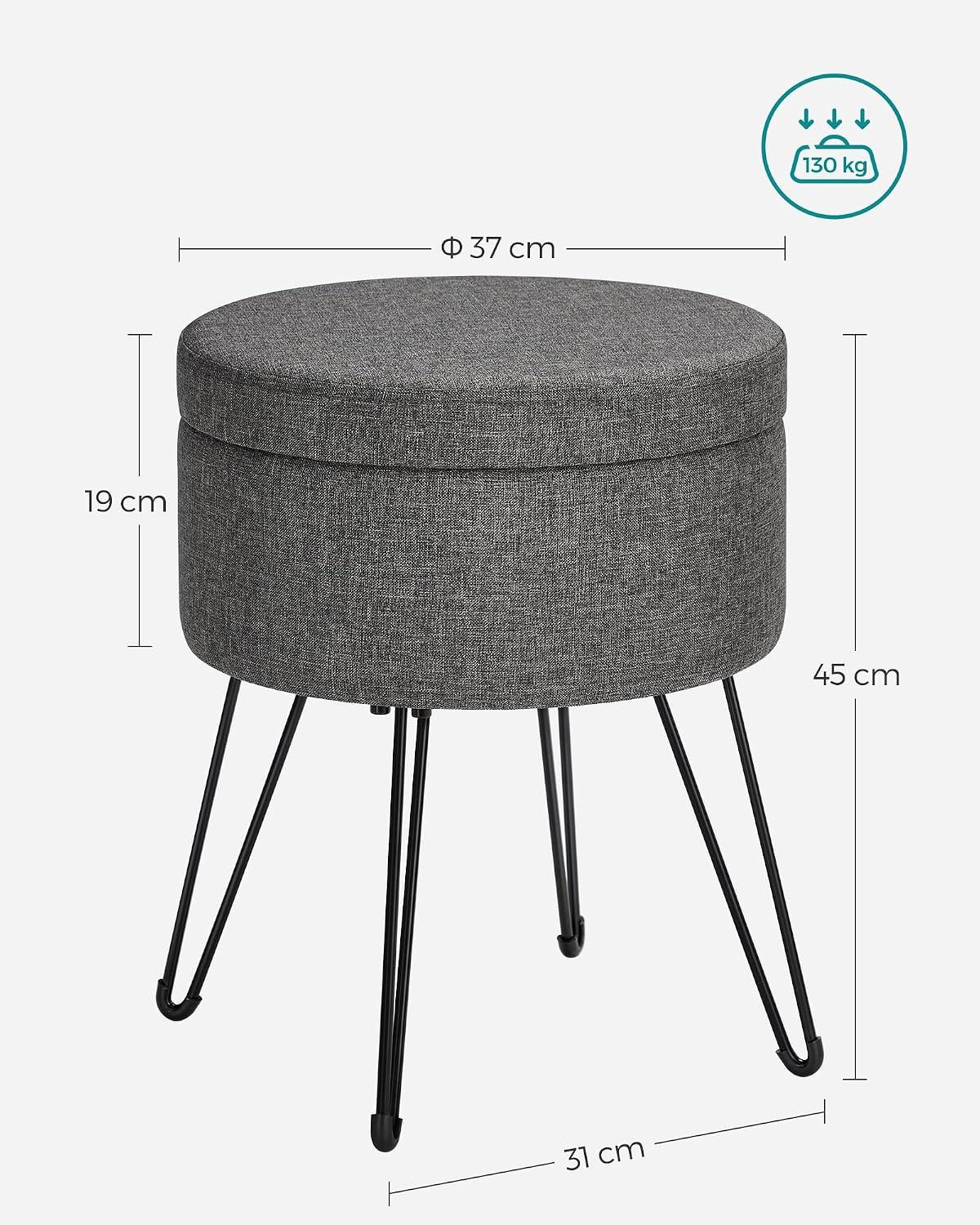 Taburete Puff Songmics Con Almacenaje 51 L Gris Oscuro