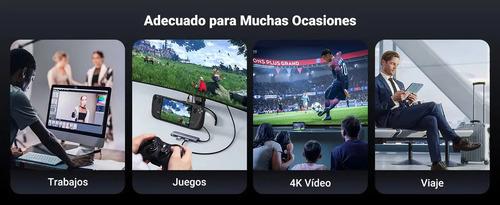 Hub Adaptador Ugreen 7 En 1 Dock 4k Hdmi 5gb Para Usb C Y 2 Usb-a, Lector Tarjetas Sd Y Micro Sd Plateado