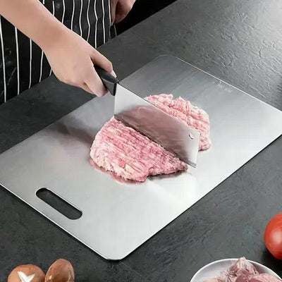 Tabla De Cortar Doble Cara Acero Inoxidable 36x25 Cocina Lisa