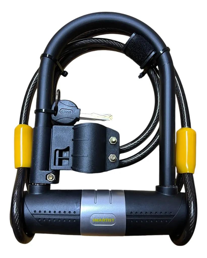 Pack 2 Candados U-lock Bulldog Con Cable Para Bicicleta Negro