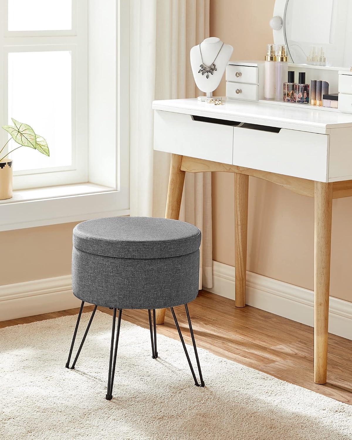 Taburete Puff Songmics Con Almacenaje 51 L Gris Oscuro