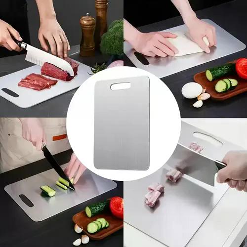 Tabla De Cortar Doble Cara Acero Inoxidable 36x25 Cocina Lisa