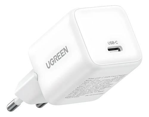 Cargador Rápido Ugreen Usb-c Gan Pd3.0 Qc4 De 20 W, Color Blanco