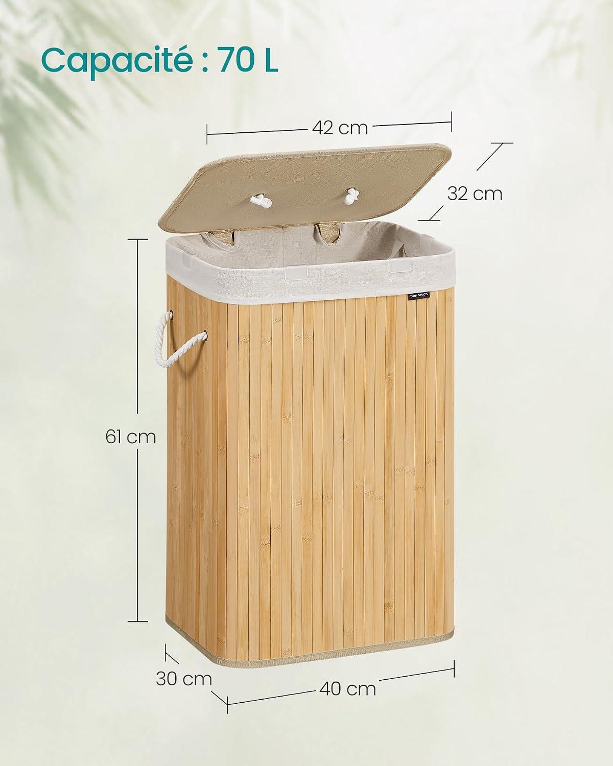 Canasto Ropa Songmics 72L Plegable Con Bolsa Lavable