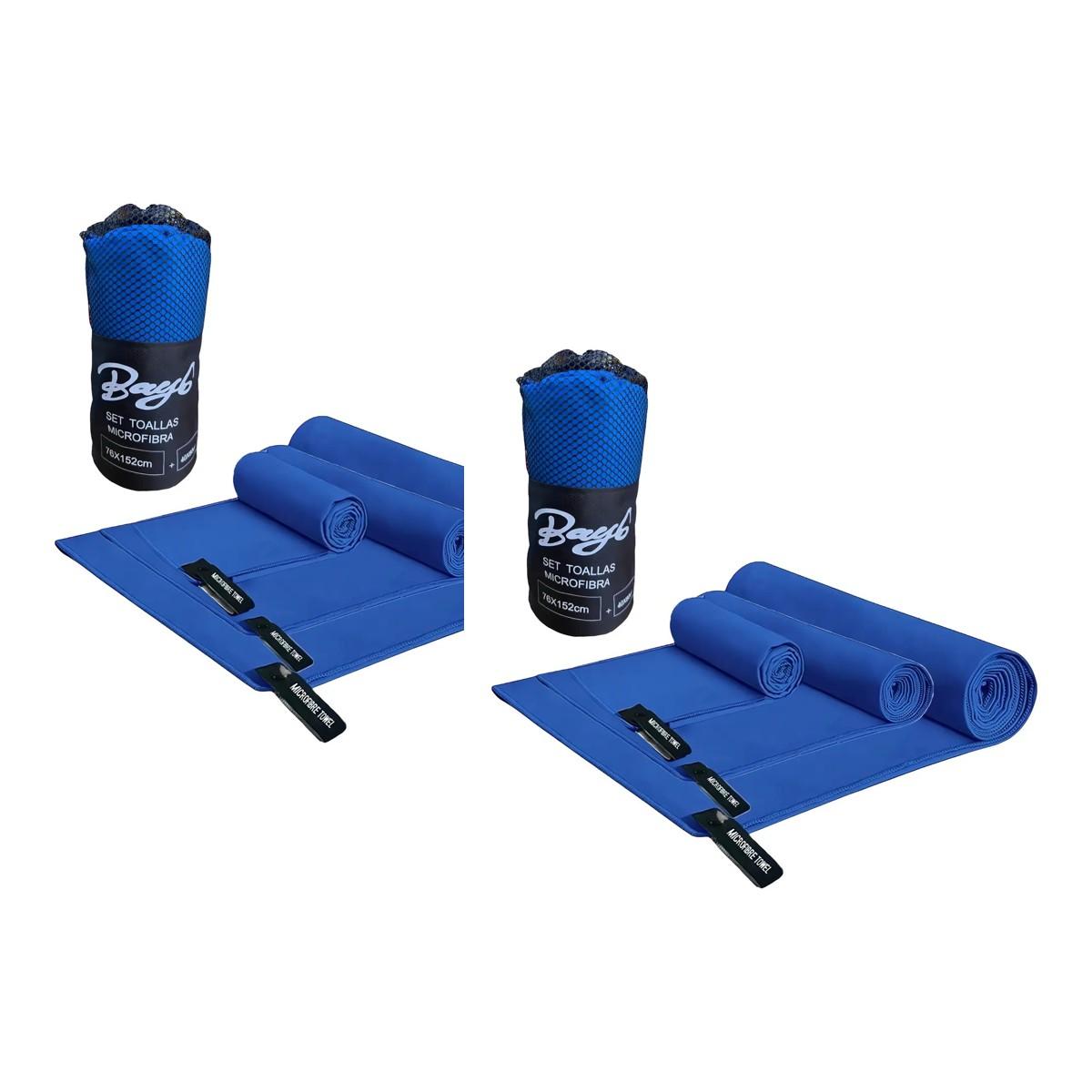 Pack 6 Toallas Microfibra Secado Rápido Viaje Gym Azul
