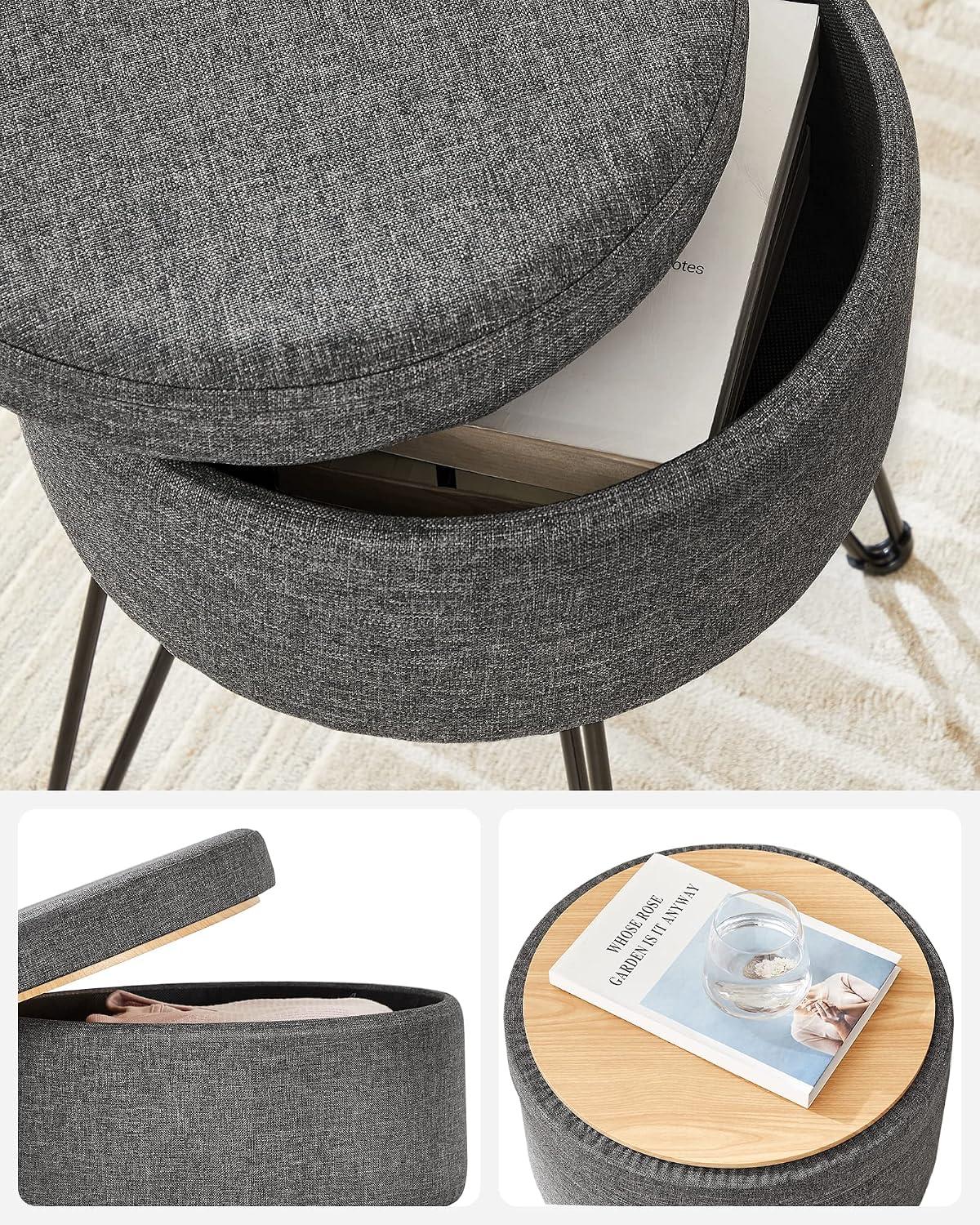 Taburete Puff Songmics Con Almacenaje 51 L Gris Oscuro