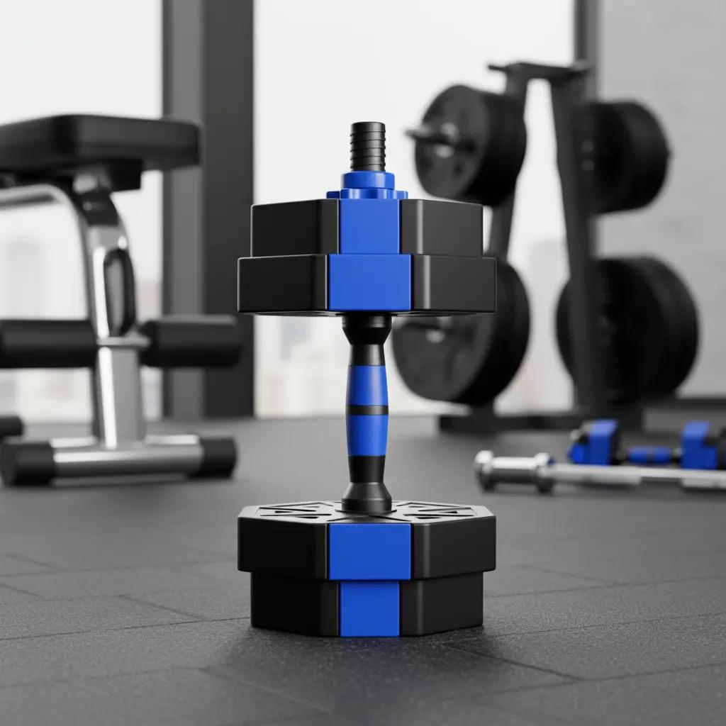 Kit Gym En Casa Mancuernas 15kg + Calleras Talla M + Toalla Azul