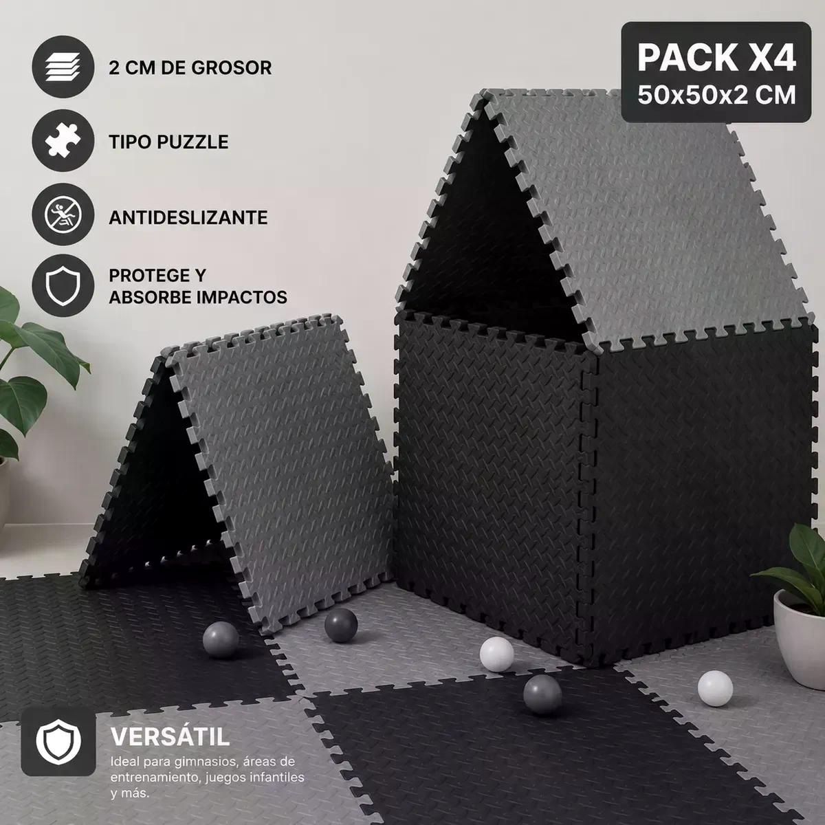 Pack X4 Tatami Piso Goma Eva 50x50x2 Alfombra Ejercicio