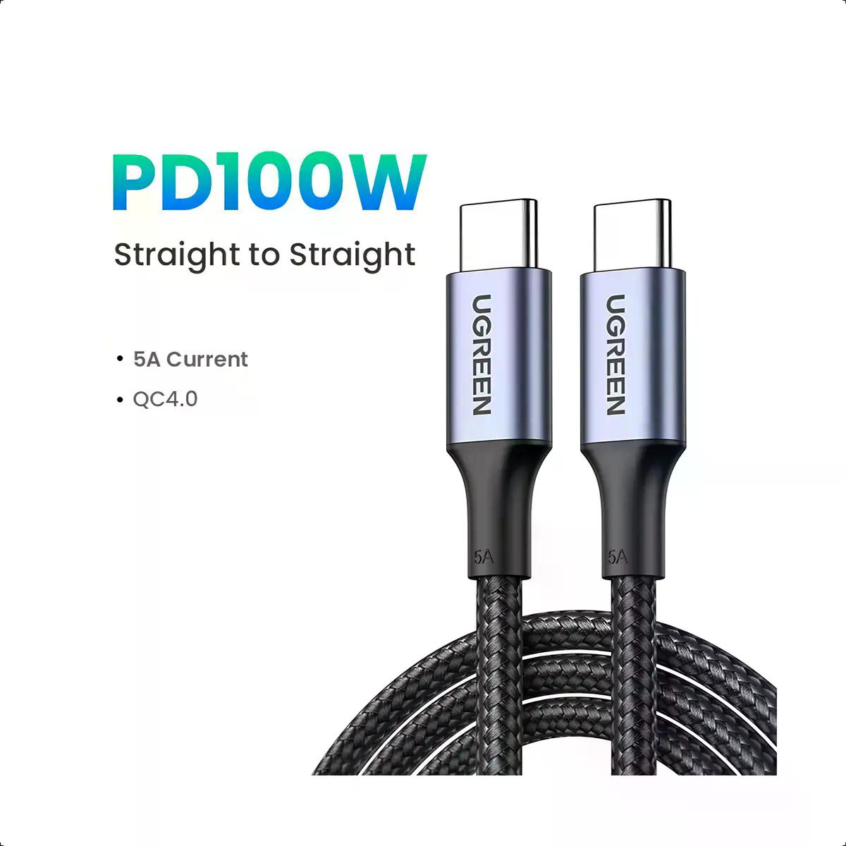 Cable Ugreen Carga Rapida Entrada Usb Tipo C 100w 1 Metro Negro