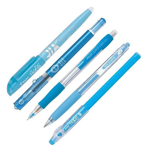 Set 5 Lápices Tonos Celestes Pilot Trazo Celeste