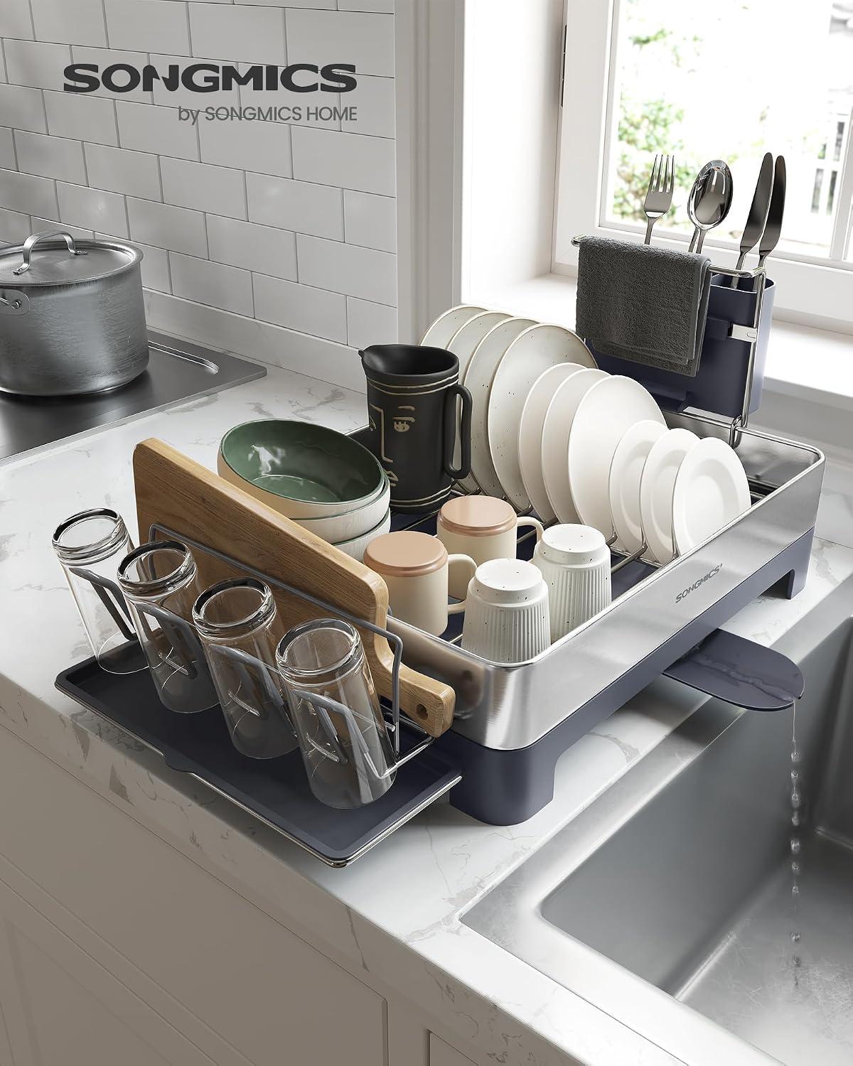 Secaplatos Songmics Acero Inoxidable Con Bandeja 57 Cm
