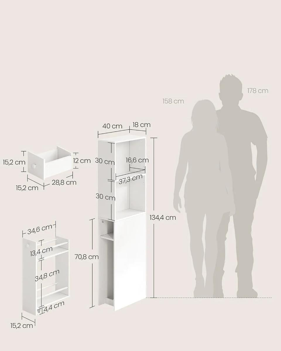 Set Cocina Gabinete Organizador Slim + Carro 3 Niveles Blanc Blanco