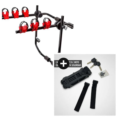 Kit Porta Bicicletas 3 Soportes + Candado Expansible Negro