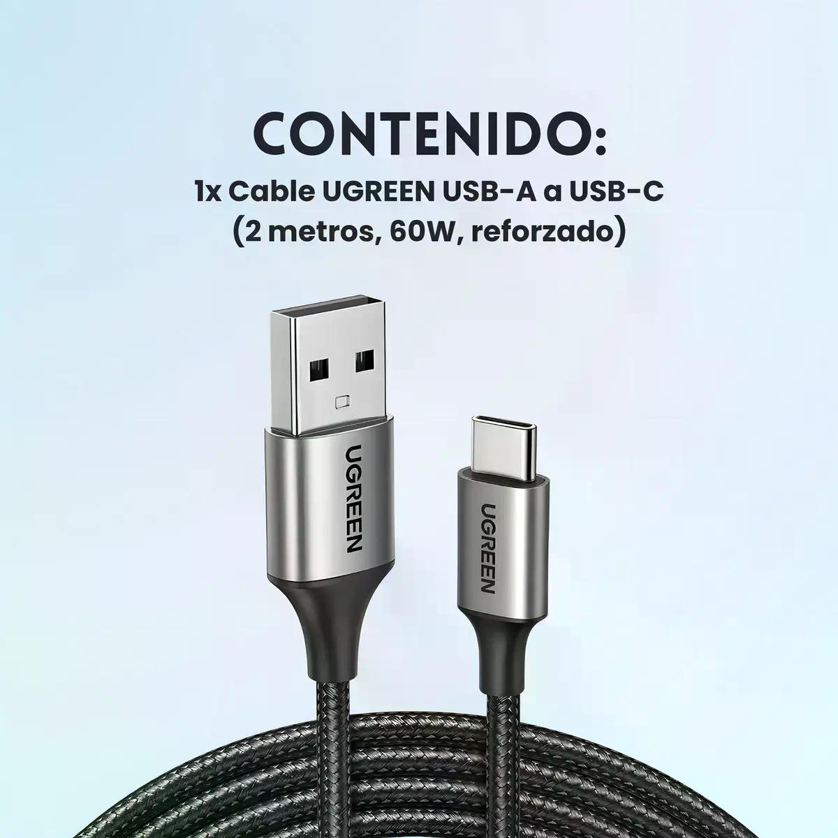 Cable Usb 2.0 2m Ugreen 60128 Negro Con Entrada Usb A Salida Usb C
