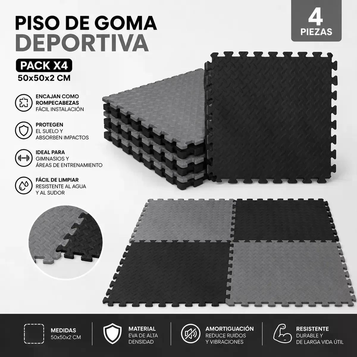 Pack X4 Tatami Piso Goma Eva 50x50x2 Alfombra Ejercicio