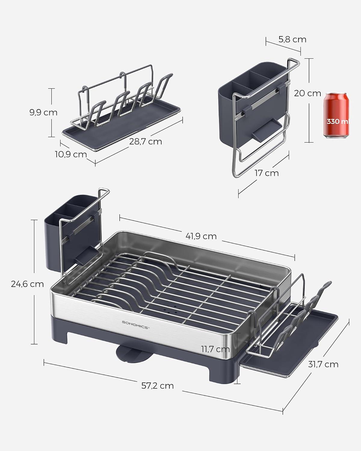 Secaplatos Songmics Acero Inoxidable Con Bandeja 57 Cm