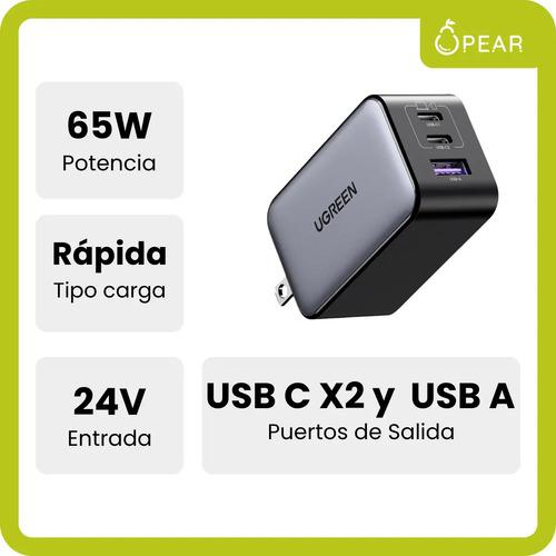 Ugreen 10334 Cd244 Cargador Rapido De Celular 65w Nexode Color Gris
