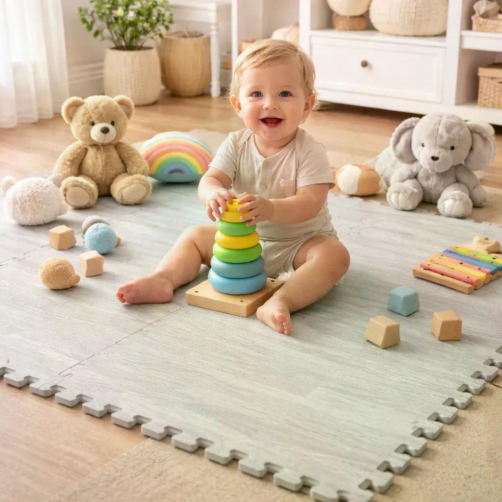 Pack X4 Piso Alfombra Tatami Eva Tipo Madera 60x60x1cm