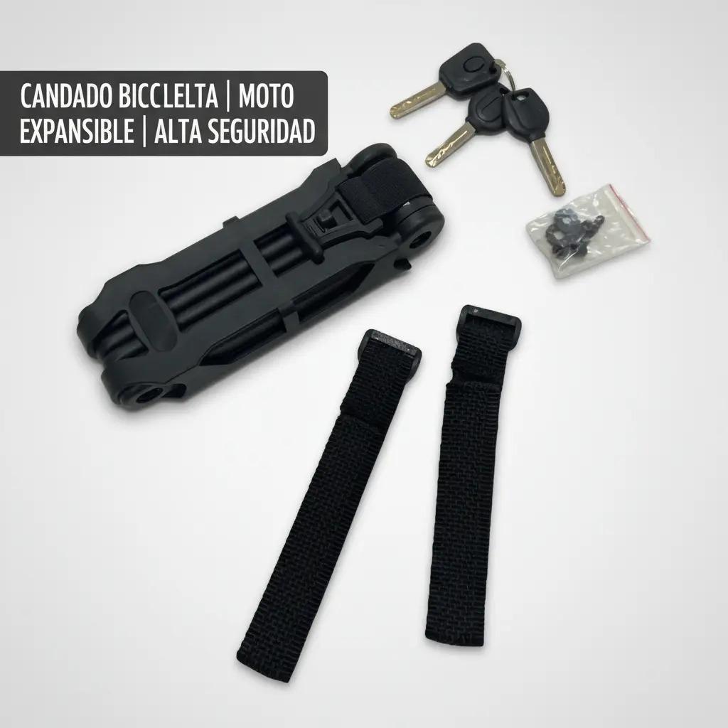 Kit Porta Bicicletas 3 Soportes + Candado Expansible Negro