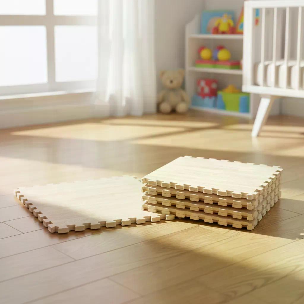 Pack X4 Piso Alfombra Tatami Eva Tipo Madera 60x60x1cm