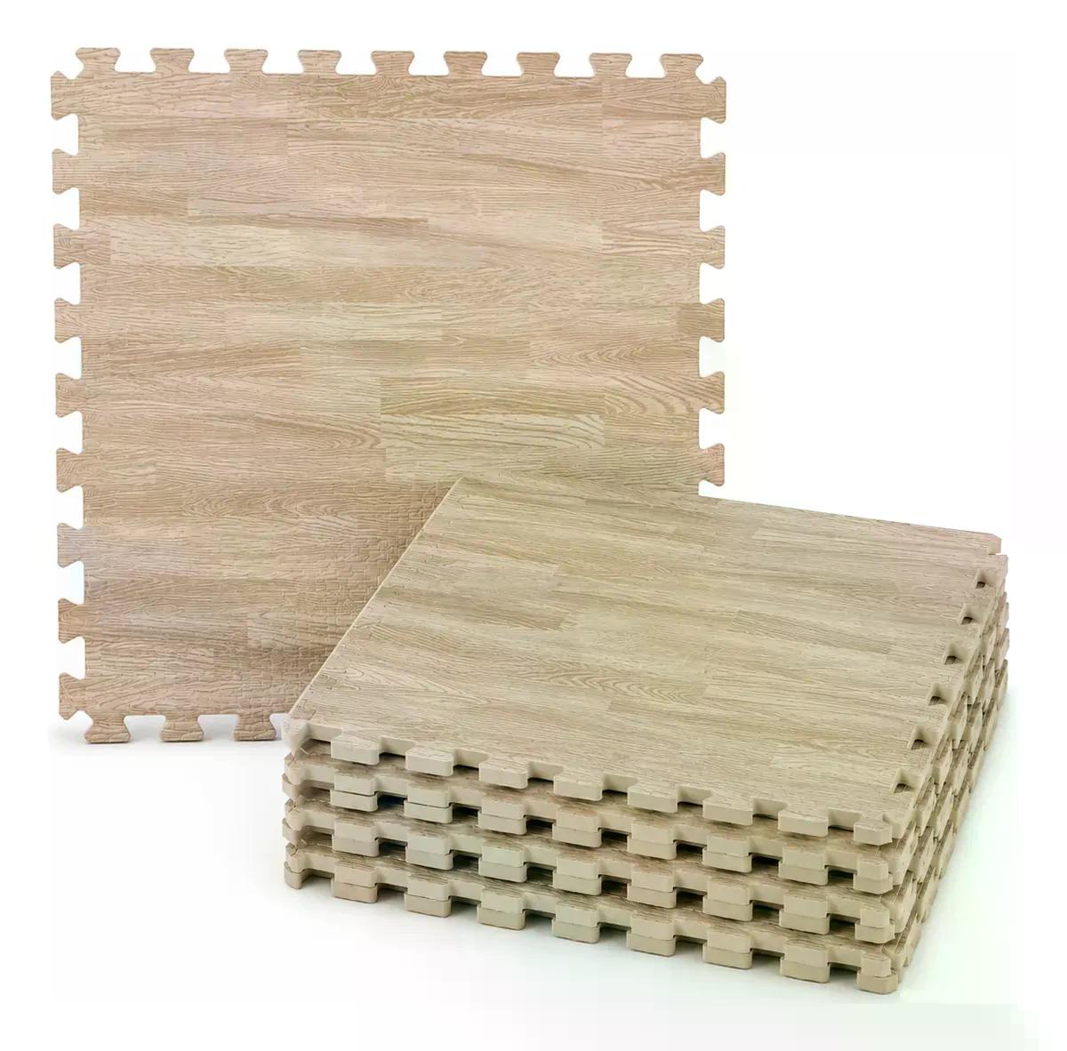 Pack X4 Piso Alfombra Tatami Eva Tipo Madera 60x60x1cm